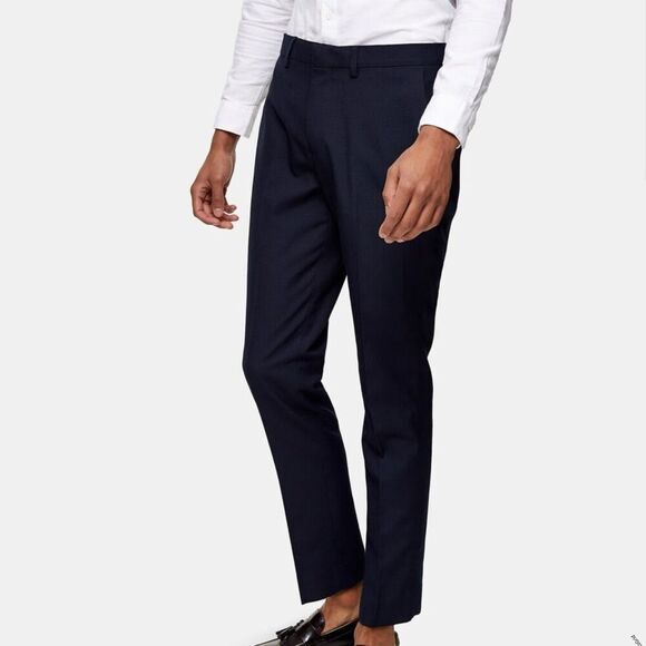 Topman Navy Blue Skinny Dress Pants 34x32